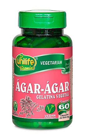 Ágar Ágar Gelatina Vegetal Unilife 60 Cápsulas