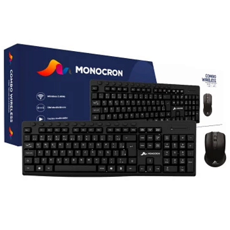 COMBO TECLADO MULTIMÍDIA MN5260 E MOUSE MN4W310 WIRELESS 2,4GHz - MONOCRON