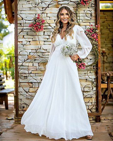 vestido longo noiva civil