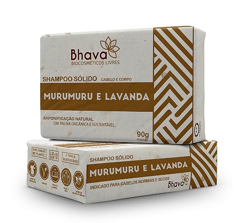 Shampoo Sólido Natural Murumuru e Lavanda 90g - LINHA LIXO ZERO