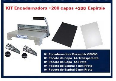 KIT Encadernadora + 200 capas + 200 Espirais