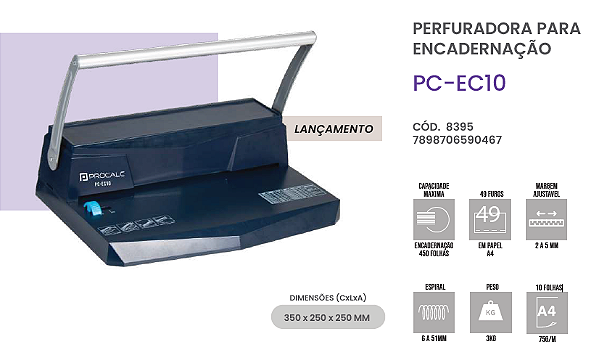 Perfuradora Encadernação PC-EC10 49 Furos