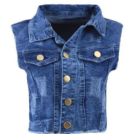 colete jeans feminino