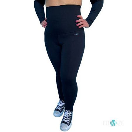 Calça legging PRETA em suplex de alta compressão TAMANHO GG - Fitmize