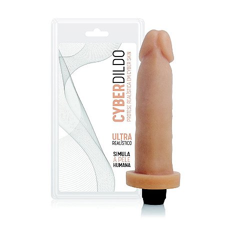 Pênis em Cyber Skin® 8 Realístico, com Vibrador - 16cm Pele (AE-CYB05)
