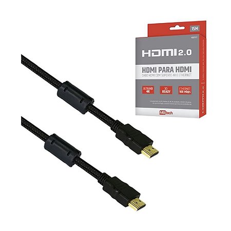 Cabo HDMI X HDMI Achatado c/ /Suporte 4K E Ethernet 2.0 15 Mts Ref MB81177 - Royal Eletronic