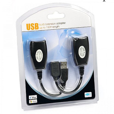 USB RJ45 Extension Adaptor, Extender up to 150ft, W/ Receiver & Sender