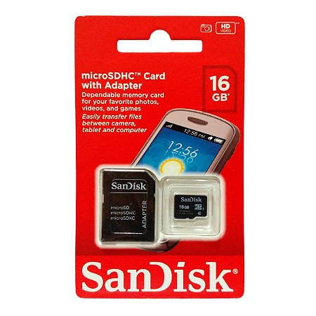 Cartão De Memória Micro Sd 16gb Sandisk