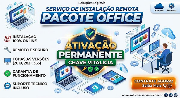 Instalação Pacote Office Vitalício | Suporte Técnico Online 24h