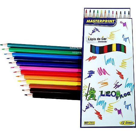 Lápis De Cor Lápis De Colorir 12 cores Sextavado Masterprint Leo Frog