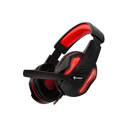 Headset Headphone Vermelho Gamer Evolut Thoth Eg305 RD com Adaptador P3