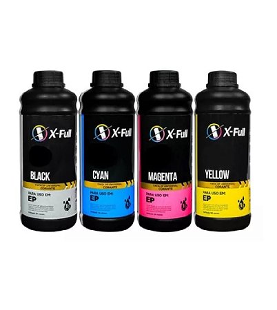 Tinta X-full Corante para Impressora Epson Universal L355 L375 L385 L495 L3110 - 1 Litro Black Cyan Magenta e Yellow