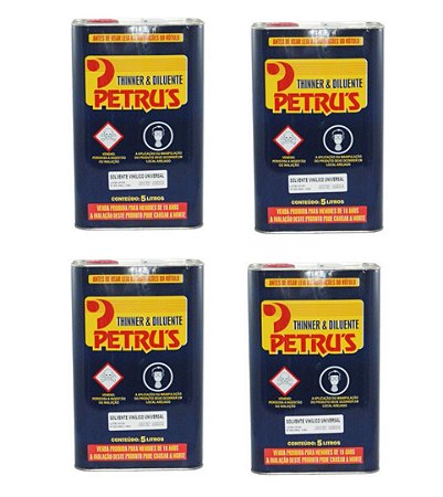Solvente Retardador Universal Vinilíco Lata 5 Litros ou Caixa com 4 Unidades Petrus Para Serigrafia