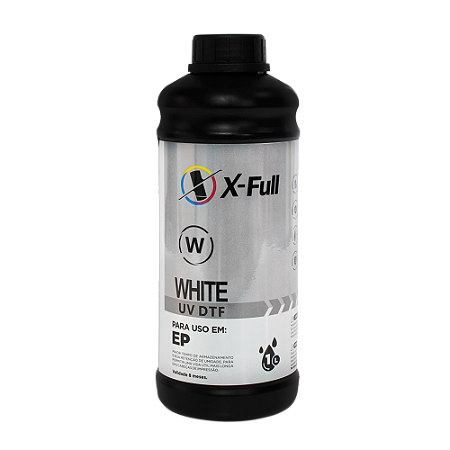 Tinta DTF UV 1 litro X-FULL Branco / White Alta qualidade Durabilidade e Resistência