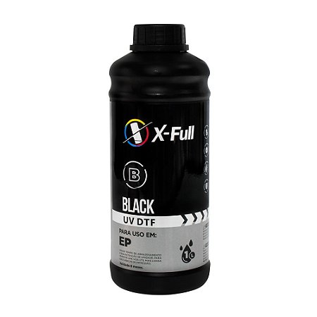 Tinta DTF UV 1 litro X-FULL Preto / Black Alta qualidade Durabilidade e Resistência