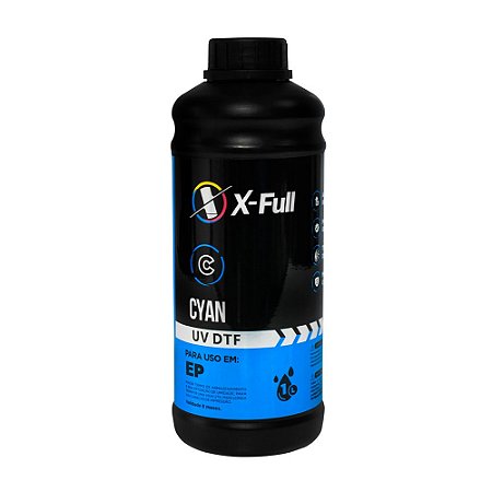 Tinta DTF UV 1 litro X-FULL Azul / Ciano Alta qualidade Durabilidade e Resistência
