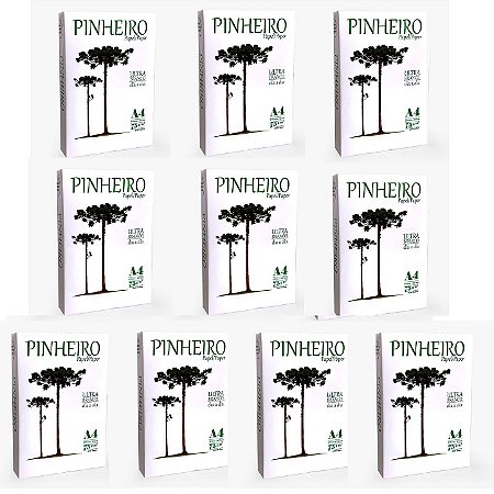 Caixa de Papel Sulfite A4 Pinheiro 75g Resma 500 Folhas Ultra Branco 10 Pacotes