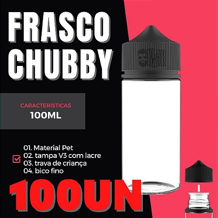 Frasco PET 100ml V3 | Clear - Tampa Preta - 100Un