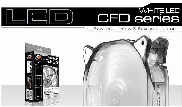 Fan Cougar White LED 120mm Hydraulic (Liquid) Bearing Ultra Silent Fan (CF-D12HB-W)