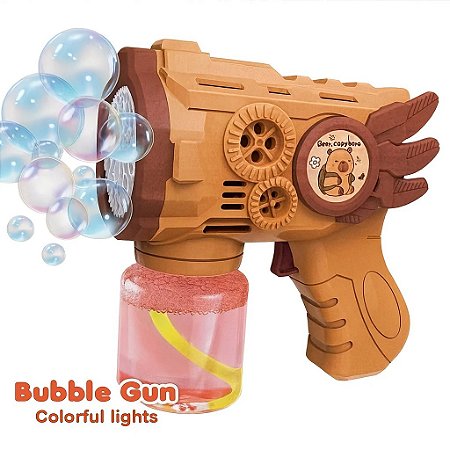 Pistola de Bolhas Infantil Bubble Gun – Luzes Coloridas, Automática, Cria Muitas Bolhas – Brinquedo para Crianças