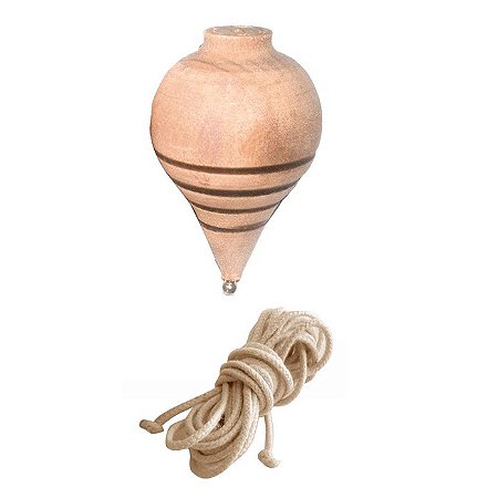 Pião de Madeira Tradicional com Fieira