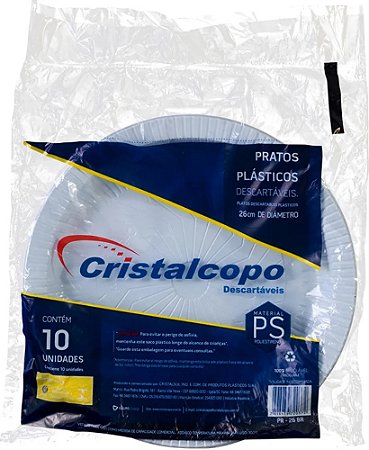 PRATO 26CM PLASTICO C/10 un. CRISTALCOPO