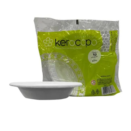 PRATO 21 CM BRANCO PLÁSTICO C/ un. KEROCOPO