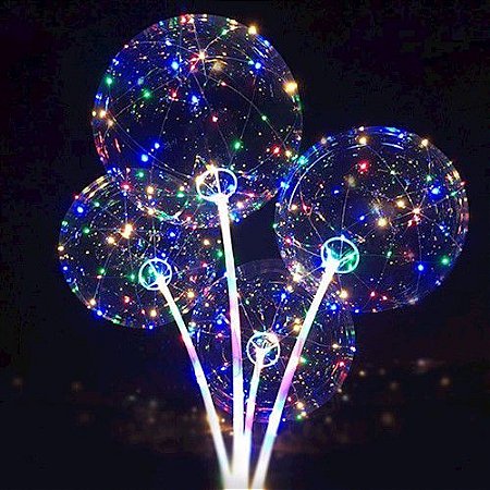 Balão Bubble 18" com LED e Vareta