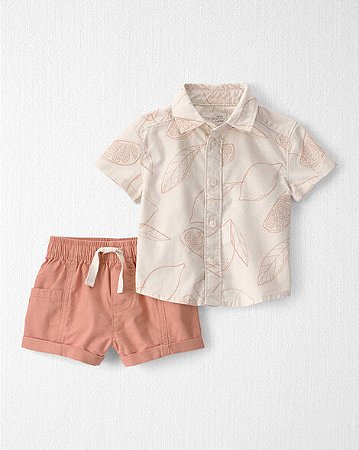 Conjunto Infantil Masculino de 2 Peças — Blusa e Shorts em Algodão Orgânico
