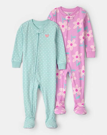Kit com 2 Pijamas Florais com Borboletas