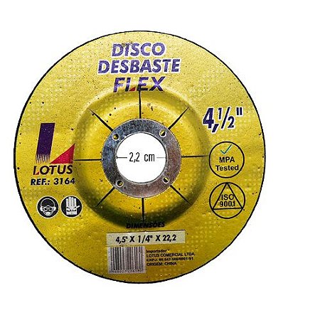 Disco de Desbaste 4. 1/2'' 115mm x 22.2mm Lotus 3164