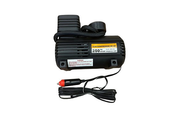 Mini Compressor De Ar Veicular 12v Com Manômetro Para Pneus 250psi