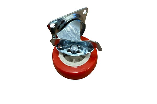 Rodízio Giratório Com Trava Freio Para Armário Vermelho 2" Bestfer BFH3188