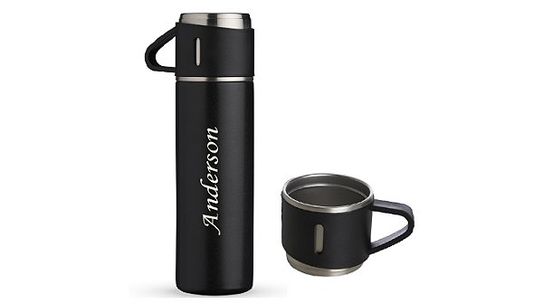 Garrafa Térmica 500ml - Quente e frio - Personalizado - Preta