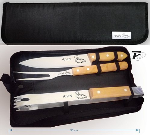 Kit Churrasco 3 peças e estojo Personalizados
