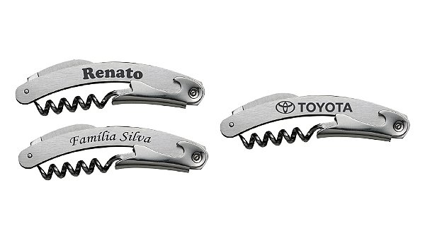 Saca-Rolhas Manual em Aço Inox Personalizado - 10 unidades