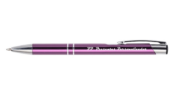 Caneta Metal Alumínio Personalizada Corpo ROSA - Lote 50 peças