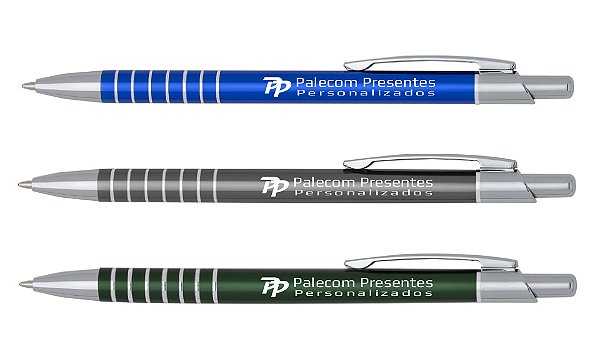 Caneta Metal Alumínio CORPO FINO - Lote 50 Unidades