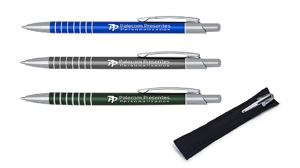 Caneta Metal Alumínio CORPO FINO e VELUDO - Lote 50 Unidades