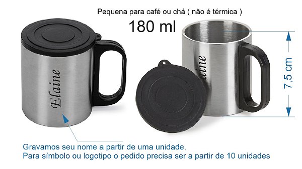 Caneca pequena INOX 180ml - Personalizada