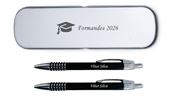 Caneta e Lapiseira com estojo metálico