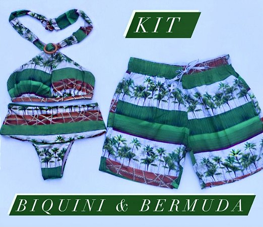 Kit Biquini Top x + Bermuda Masculina Mesma Estampa cod:BXB11 Ler a Descrição !