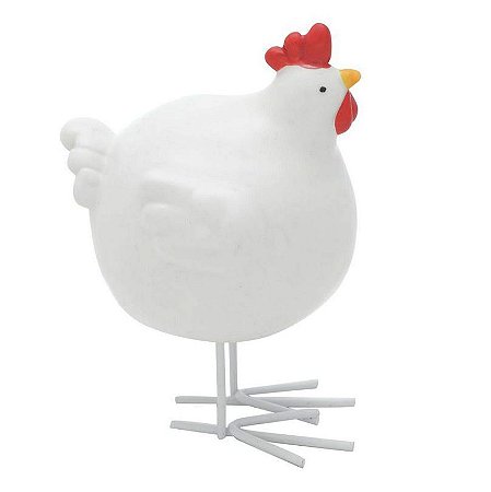 Galinha Decorativa de Cerâmica e Metal Fatty Chicken