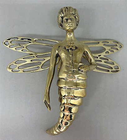 ESCULTURA EM BRONZE   LIBÉLULA POLIDA - SÉRIE  DRAGONFLY