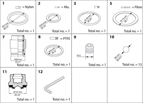 148B6158 Kit de renovação SVA-S/ST/LT/HS 150 6" Danfoss