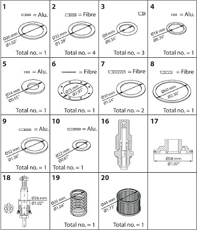 027F3382 Kit de revisão completo PM 15 Danfoss