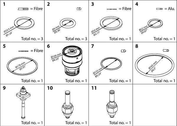 027H7222 Kit de reforma, corpo ICV125 Danfoss