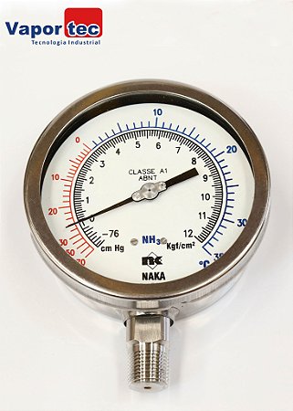 Manovacuômetro Reto 4" (-76cm ) (+21kg) 1/2 INOX AMON