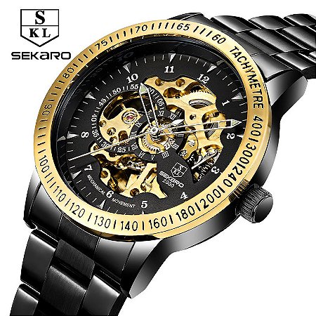 Relógio Esqueleto Steampunk Mecânico Automático