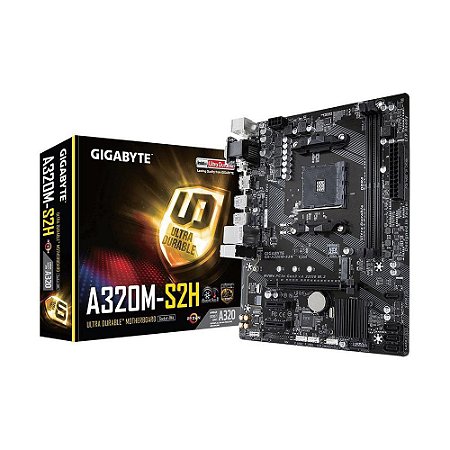 Placa Mãe Gigabyte GA-A320M-S2H para AMD, Socket AM4, 2x DDR4, Micro ATX